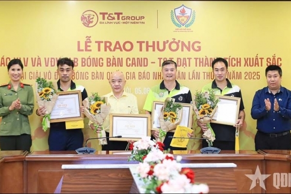 Câu lạc bộ bóng bàn CAND-T&T nhận thưởng gần 1,3 tỷ đồng