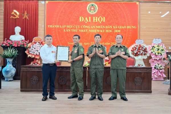 Ninh Bình: Thành lập Hội Cựu CAND xã Giao Hưng, nhiệm kỳ 2026 - 2030