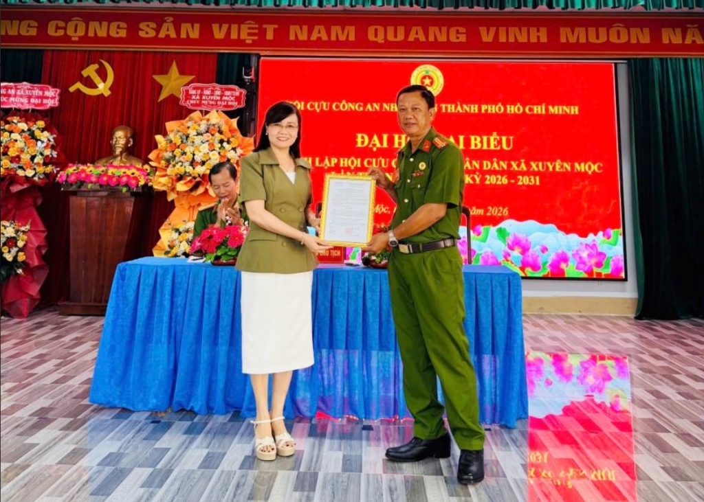 TP.HCM: Thành lập Hội Cựu CAND xã Xuyên Mộc, nhiệm kỳ 2026 - 2031 TP.HCM: Thành lập Hội Cựu CAND xã Xuyên Mộc, nhiệm kỳ 2026 - 2031